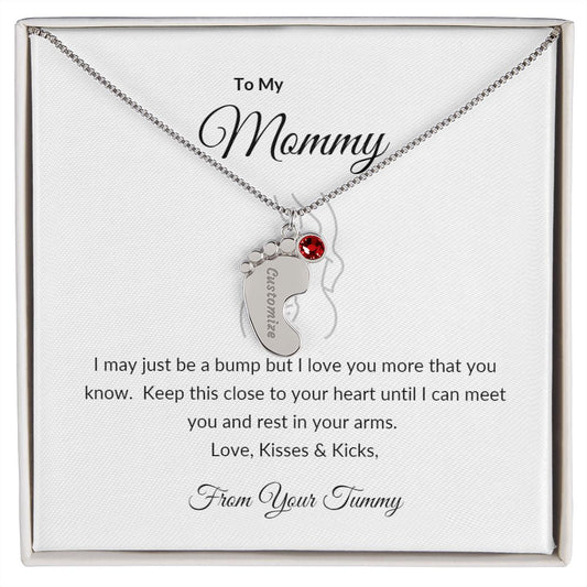 Engraved Baby Feet Necklace For Mommy