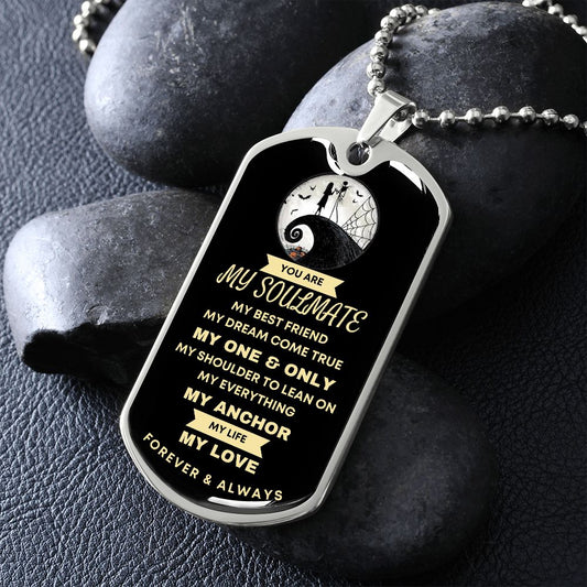 Dog Tag Necklace To My Soulmate Black & Gold