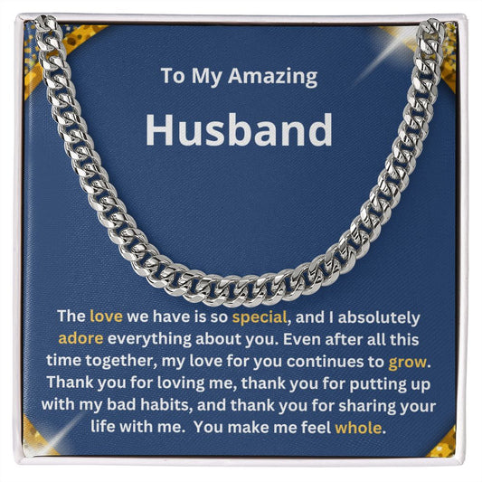 Cuban Link Chain To My Amazing Husband You Make Me Whole
