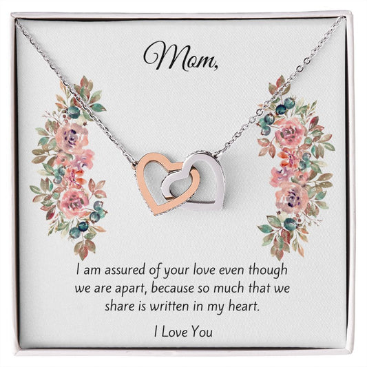 Interlocking Hearts Necklace Mom Written In My Heart
