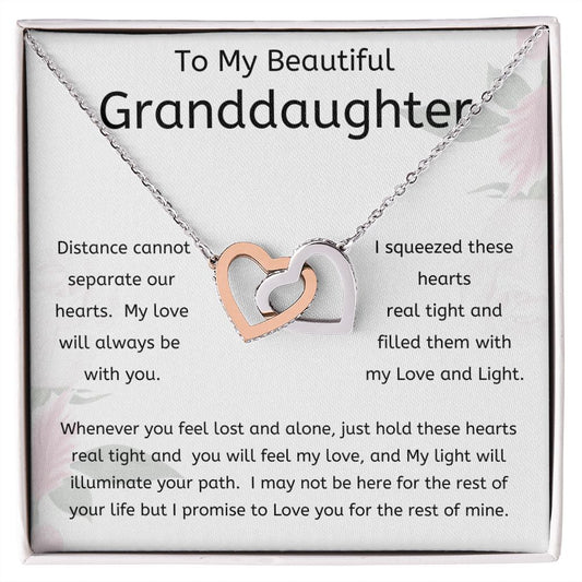 Interlocking Hearts Necklace To My Beautiful Granddaughter