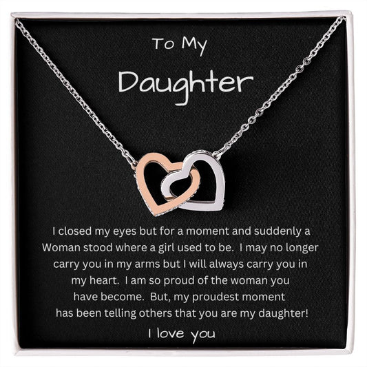 Interlocking Hearts Necklace To My Daughter Closed My Eyes