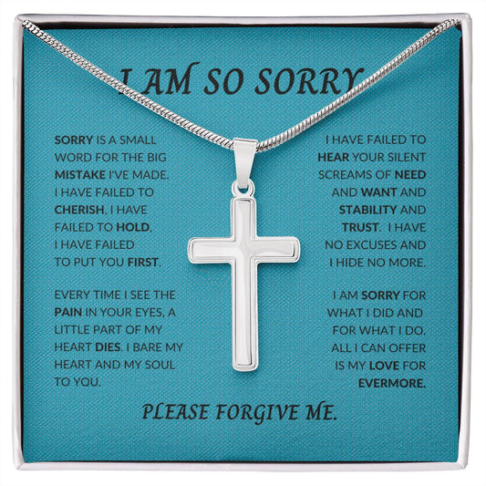 Stainless Cross Necklace Blue